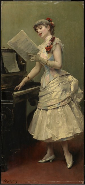 Portrait and A lady by the piano